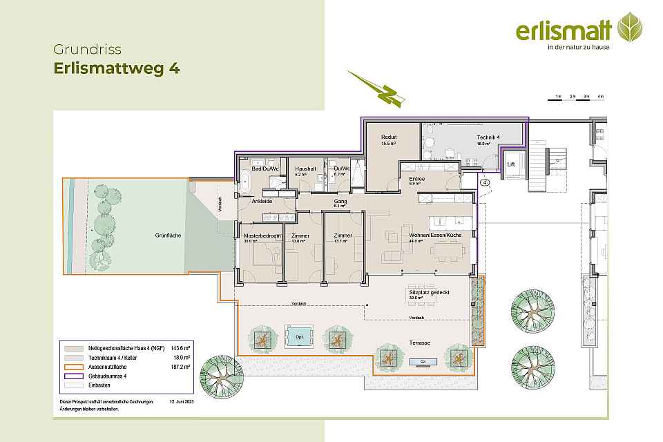 Grundriss mit Details: Erlismattweg 4